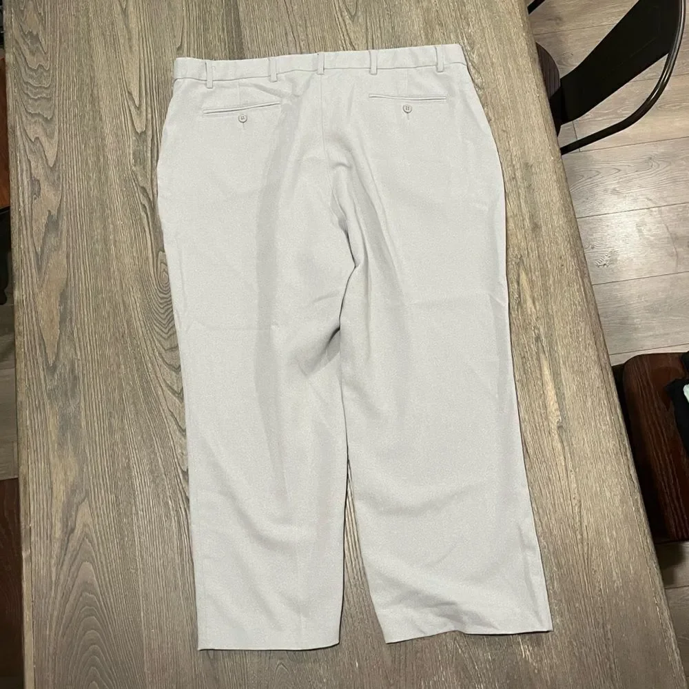 Haband's Fit-Forever Mens Dress Pants Mid Rise Wide Leg Pockets Gray Size 46M